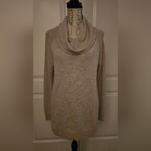 Style & Co Cowl Neck Tunic Sweater Tan/Cream Petite Medium